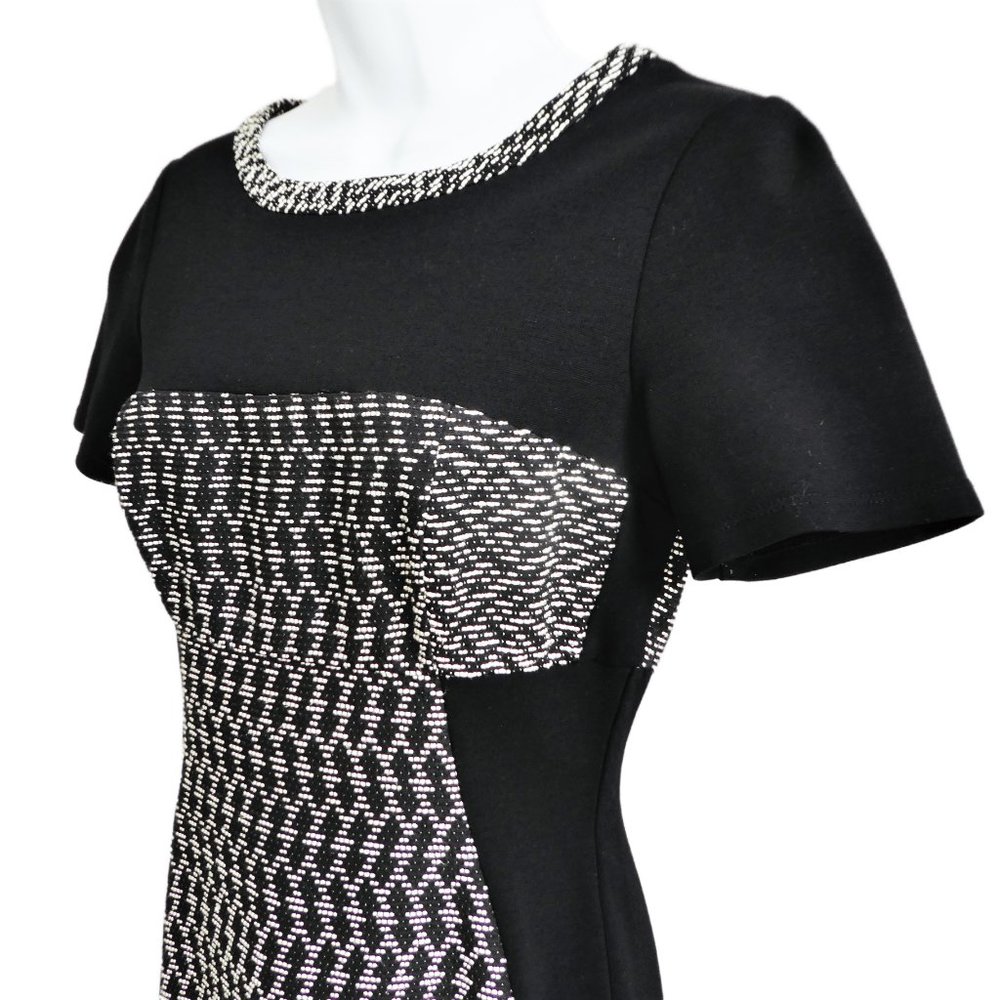 Yoana Baraschi USA Black White Dress Bodycon Stretchy Exposed Center Back Zipper